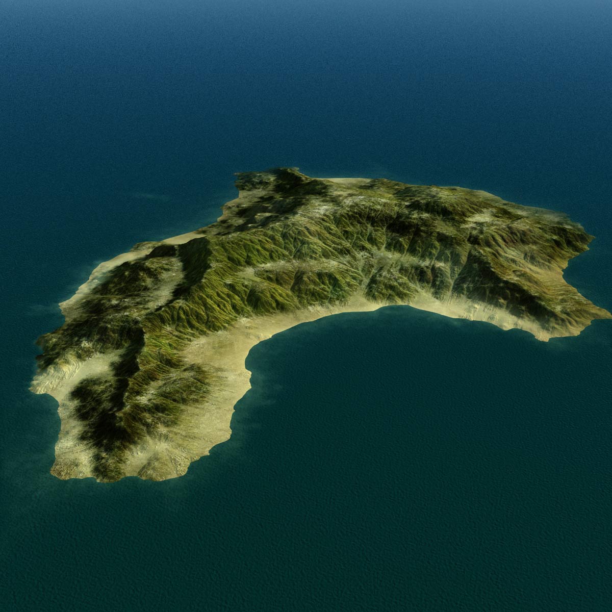 Island Terrain 3D Model