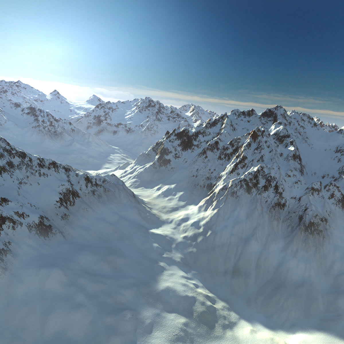 Snowy Mountain Range 3D Model